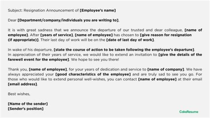 When should I announce my colleagues resignation?