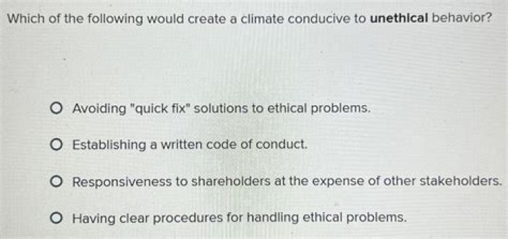 Which of the following may prevent the creation of a business climate conducive to unethical behavior?