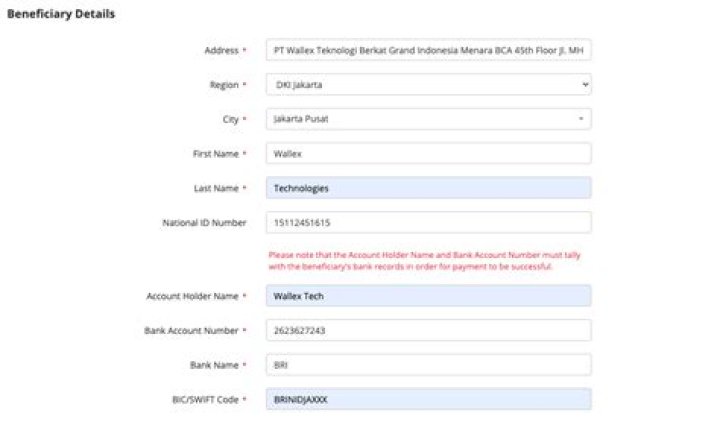 Who is beneficiary in bank account?