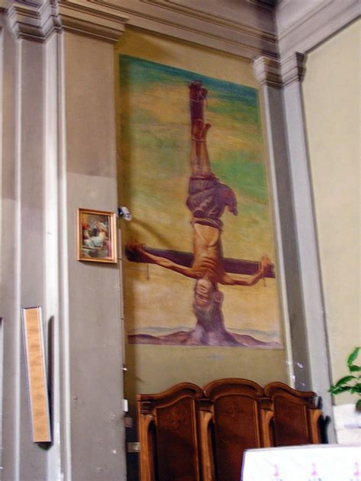 Who was crucified on an upside down cross?